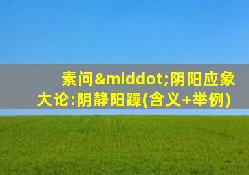 素问·阴阳应象大论:阴静阳躁(含义+举例)